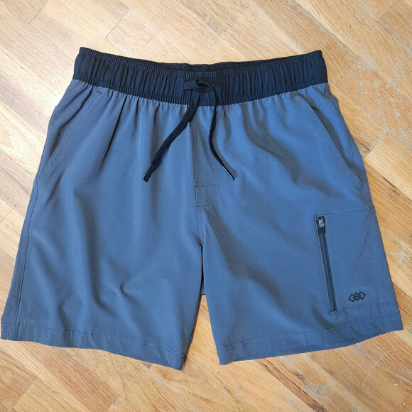 Leg3nd Athletic Gym Shorts M Gray‎ Drawstring Zip Pockets Stretch - Picture 4 of 11